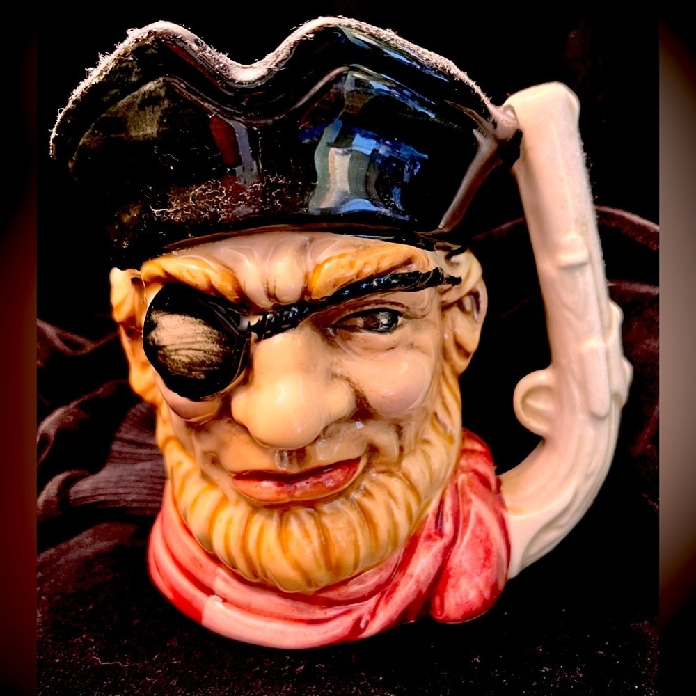 Vintage Pirate Toby Mug Eye Patch Pistol Gun Handle Buccaneer Character Kitsch